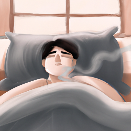 תמונה של אדם במיטה, נושם בקושי.
