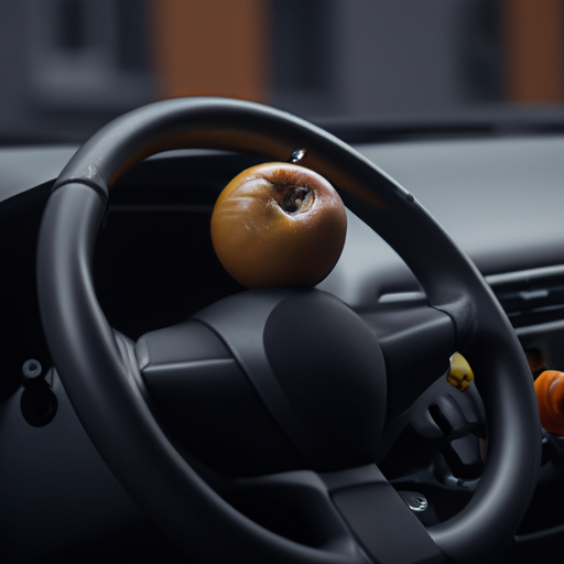 תמונה של תפוח הגה מותקן במכונית