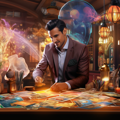 תמונה 3: קוסם מעצב את כרטיס הביקור שלו וחומרי קידום מכירות כדי לשווק את השירותים שלהם.