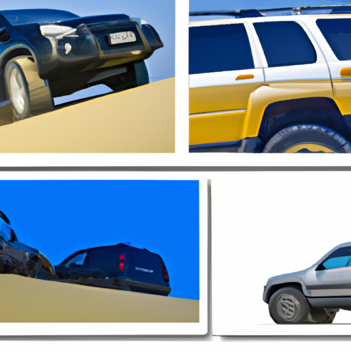 3. קולאז' תמונות של דגמי מכוניות מובילים המומלצים לנסיעה בחול